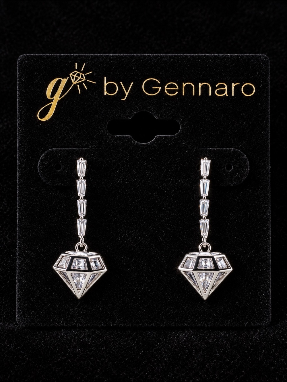 G by Gennaro Silver and Clear Crystal Drop Earrings